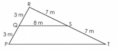 What is the perimeter, in meters (m), of ∆PRT?