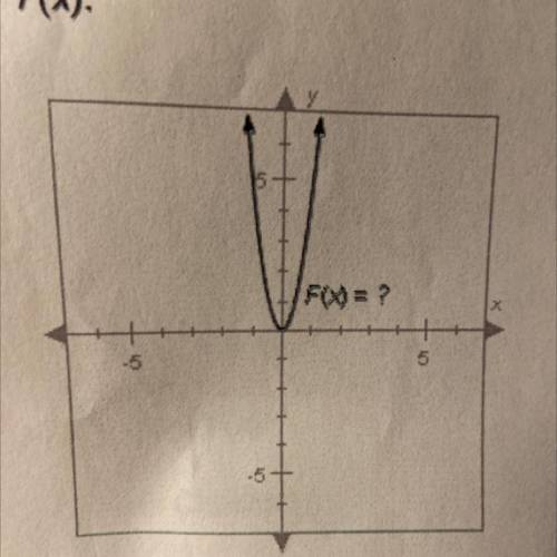 The graph of F(x), shown below, has

the same shape as the graph of
G(X)= x2 but is stretched to b