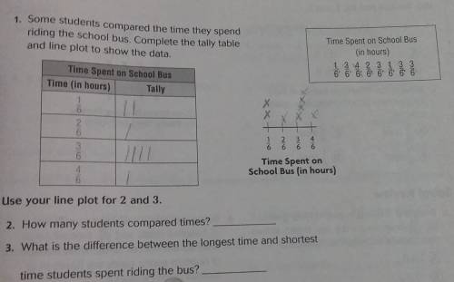 Some students compared the time they spend riding the school bus. Complete the tally table and line