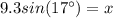 9.3sin(17^\circ)=x