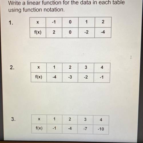 I need help writing the linear function for these tables