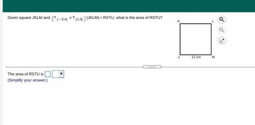 Given square JKLM and t(-6,4) t (1,5) (JKLM)RSTU, what is the area of RSTU?