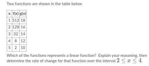 Which of the functions represents a linear function? Explain your reasoning, then determine the rat