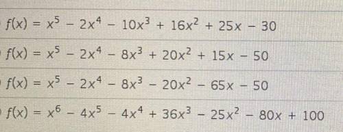 Please help me I’m begging you.

Which of the polynomials has all real solutions and no imaginary