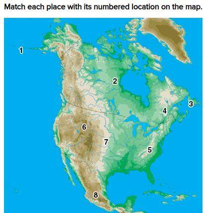 Match each place with its numbered location on the map.

i dont need help anymore but if you answe
