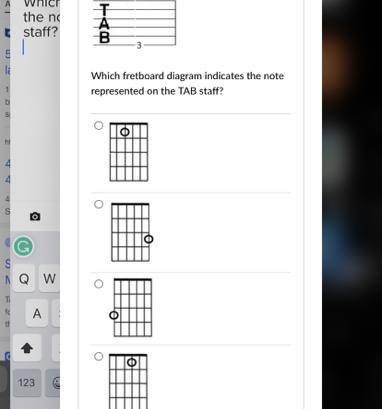 Guitar 1A

Which fretboard diagram indicates the note represented on the TAB staff?
(Sorry for the