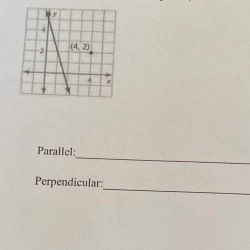 Write an equation of the line that passes through the given point and is (a) parallel and (b)

per
