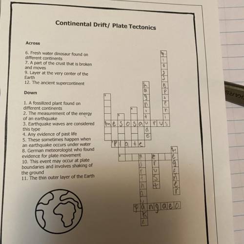 Help we with this continental dtift/plate tectonics crossword puzzle pls!!