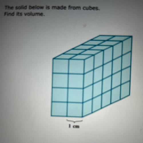 I need help, the solid below is made from cubes find it volume