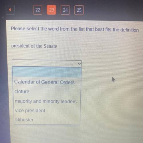 Please select the word from the list that best fits the definition
president of the senate