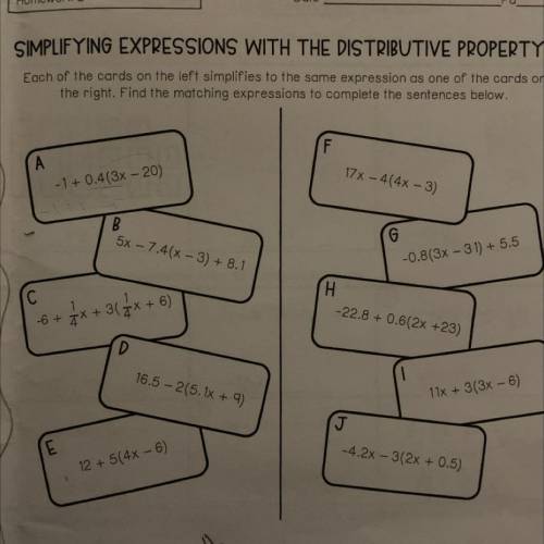 Simplying expressions with the distribute property