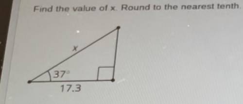 Find the value of X. Round to the nearest tenth. pls help i need to pass this math test