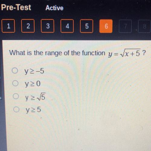 What is the range of the function y= √x+5