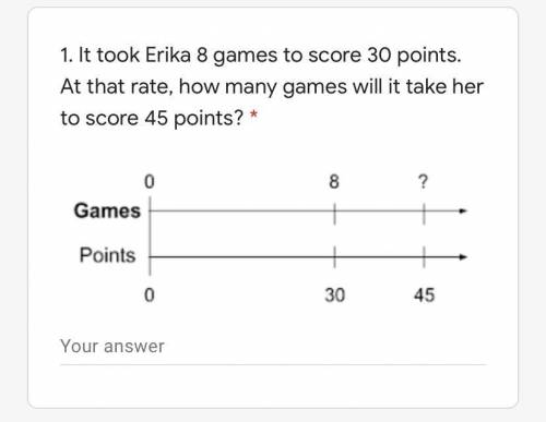 It took Erika 8 games to score 30 points. At that rate, how many games will it take her to score 45
