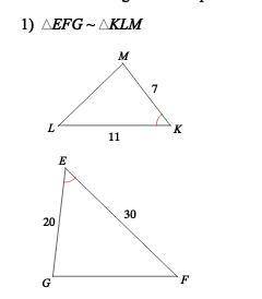 State if the triangle in each pair is similar. If so, state how you know they are similar.