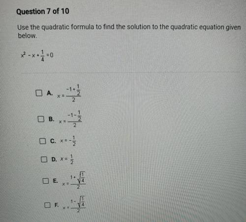 HELP PLEASE!! WILL GIVE BRAINLIEST TO CORRECT QNSWER.

Use the quadratic formula to find the solut