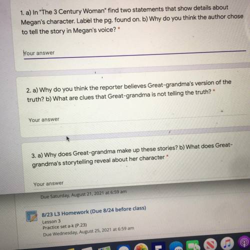 Please help me with this 3 questions this about the 3 century women