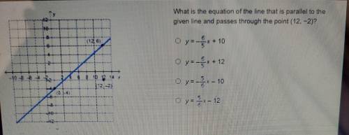 What is the equation of the line that is paralel to the given line and passes through the point (12
