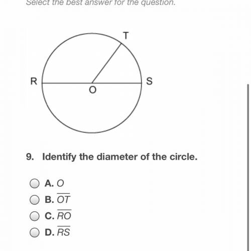 Identify the diameter of the circle