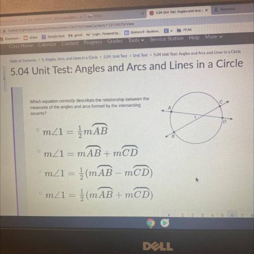Which equation correctly describes the relationship between the

measures of the angles and arcs f