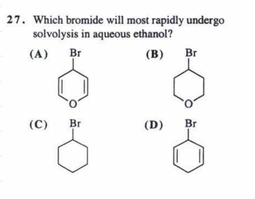 Which bromide will most rapidly undergo solvolysis in aqueous ethanol.