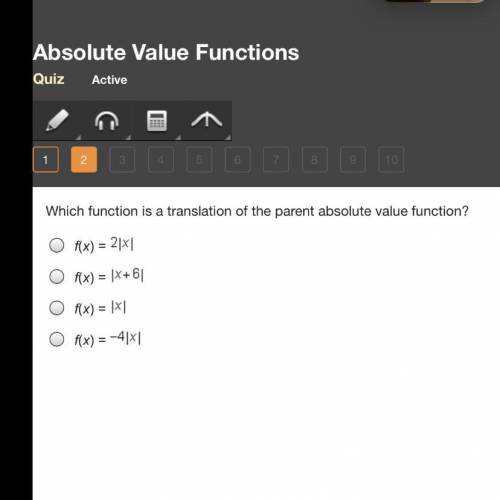 Which function is a translation of the parent absolute value function?
(will give branliest)