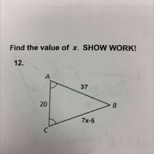 Find the value of X show work please