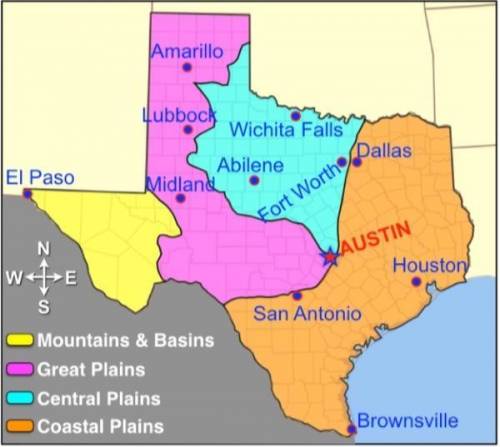 The capital of Texas is located close to three geographic regions. Which of these regions is NOT cl