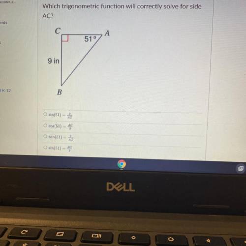 Which trigonometric function will correctly solve for side AC?