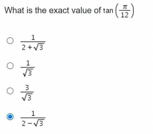 Find the exact value of tan pi/12.