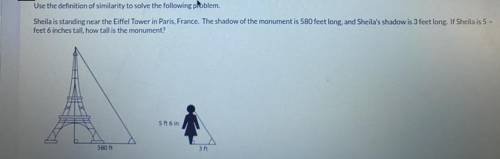 Use the dchnition of similarity to solve the following problem.

Sheila is standing near the Eiffe