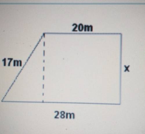 Find the measure of the height of a right trapezoid, whose greatest base is 28 meters, its smallest