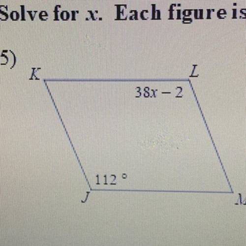 Solve for x. each figure is a parallelogram