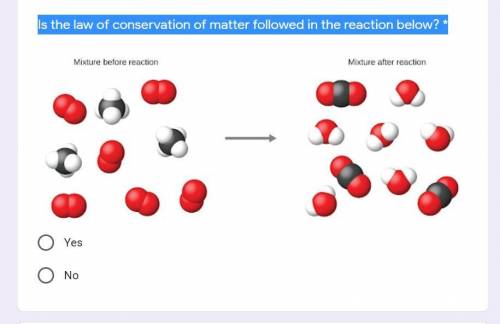 Is the law of conservation of matter followed in the reaction below? HELP!