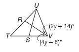 PLS HELP I HAVE NO CLUE HOW TO DO THIS
If RV is an angle bisector, find m∠UTV.