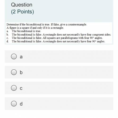 Determine if the biconditional is true