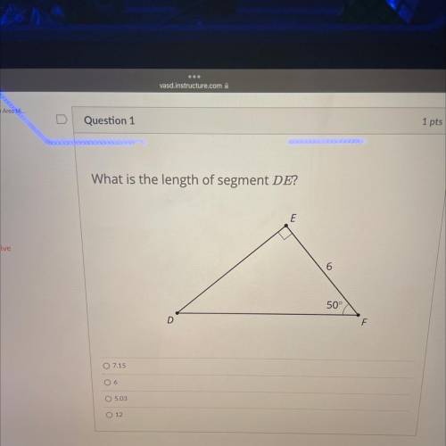 What is the length of segment de trigonometry
