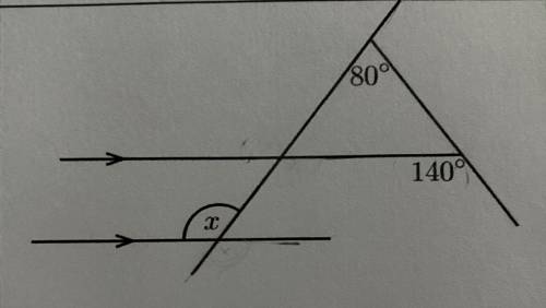 Determine the measure of angle x. 
Help me please!!