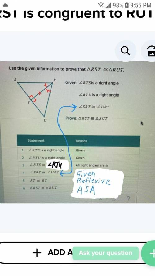 Please help me prove that RST is congruent to RUT!