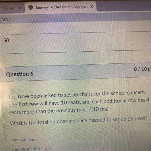 Question 6

You have been asked to set up chairs for the school concert.
The first row will have 1