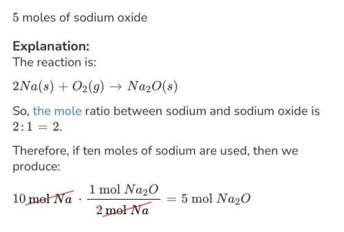 How many moles of oxygen are required to react with 10.0 moles of sodium
