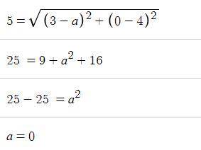 If the if the distance between A(0,4)and B (3,0) is 5 units then find the value of a.