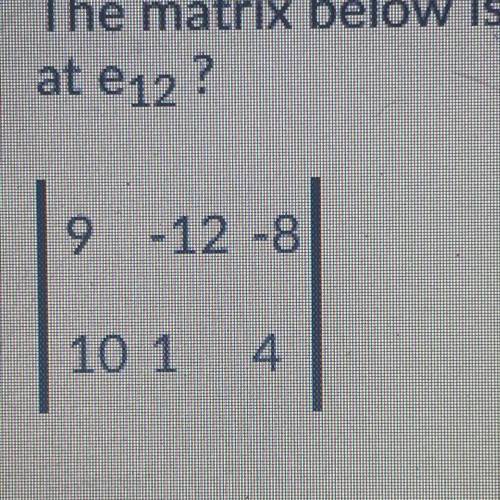 ￼ The matrix below is named E. Create a matrix that is 6E. Now what is the element at e12?￼￼￼
