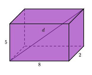 What is the length of the diagonal, d, of the rectangular prism shown below?

Round your answer to