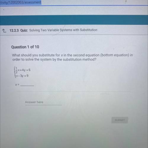 What should you substitute for x in the second equation (bottom equation) in

order to solve the s