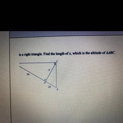 Is a right triangle. Find the length of r, which is the altitude of triangle ABC.