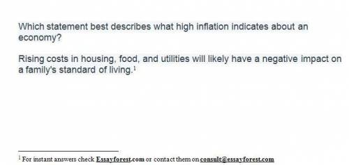 Understanding Inflation's Impact on an Economy

Which statement best describes what high inflation