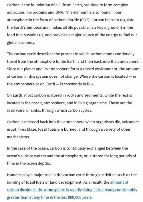 Explain the carbon cycle and describe how matter is cycled through it.