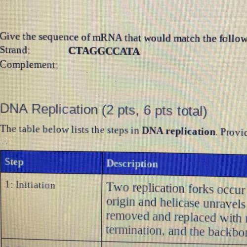 Give the sequence of mRNA that would match the following DNA strand

CTAGGCCATA
what is the comple