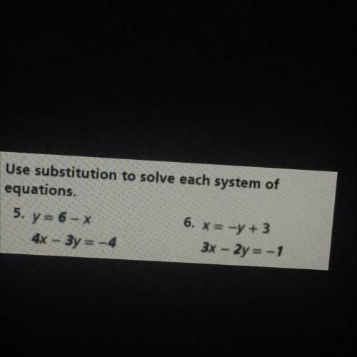 Use substitution to solve each system of equations.